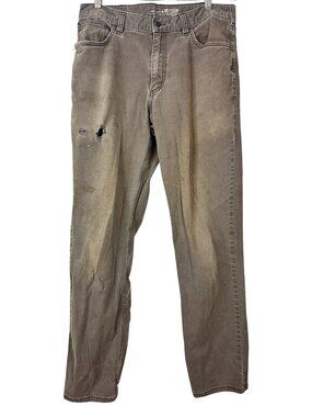 Carhartt Relaxed Fit Gray Work Pants 34x34 Distressed Construction Utility Wear